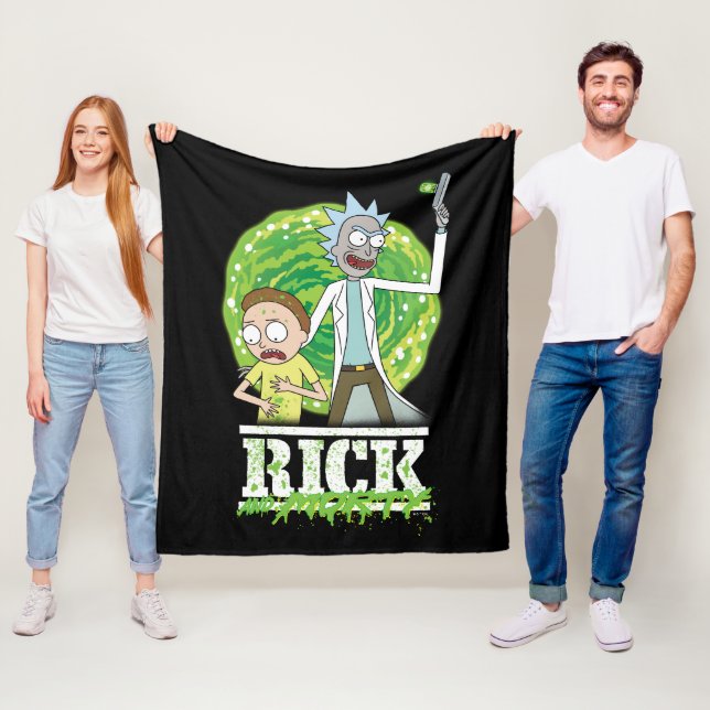 RICK OCH MORTY™ | Grönt Stänk Fleecefilt (På plats)