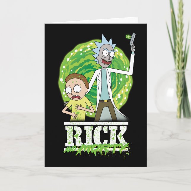 RICK OCH MORTY™ | Grönt Stänk Kort (Framsida)
