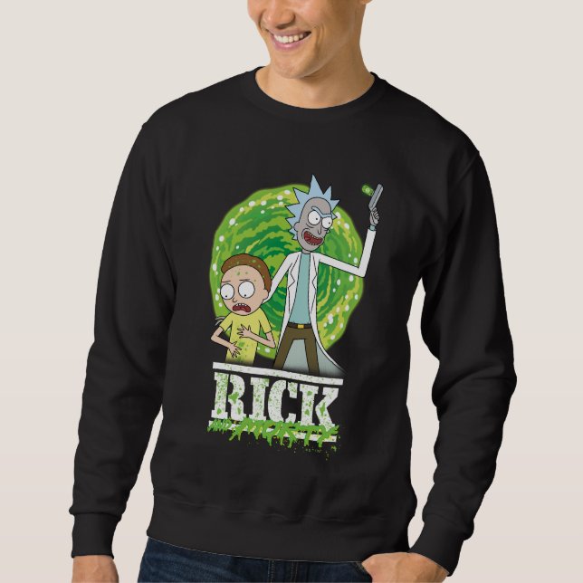 RICK OCH MORTY™ | Grönt Stänk Lång Ärmad Tröja (Framsida)