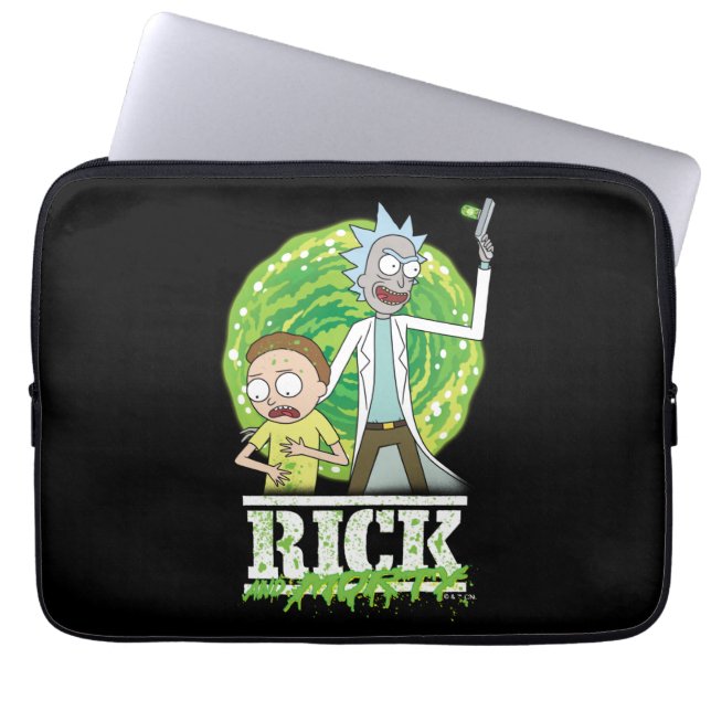 RICK OCH MORTY™ | Grönt Stänk Laptop Fodral (Framsidan)