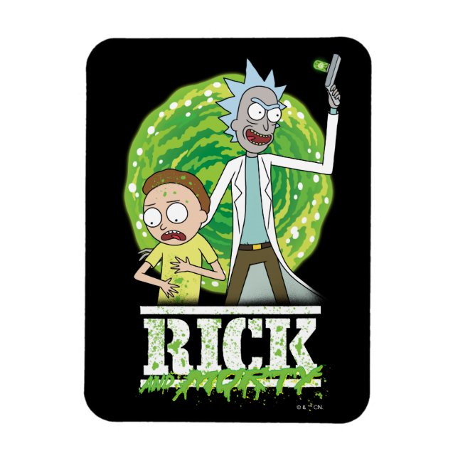 RICK OCH MORTY™ | Grönt Stänk Magnet (Vertikal)