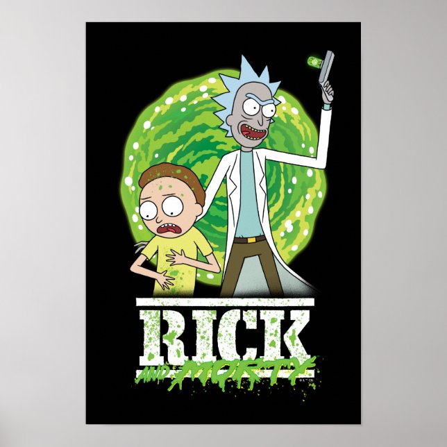 RICK OCH MORTY™ | Grönt Stänk Poster (Framsidan)
