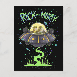 RICK OCH MORTY™   Illustrerad rymdfärgsgrafik Inbjudan Vykort
