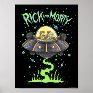 RICK OCH MORTY™   Illustrerad rymdfärgsgrafik Poster