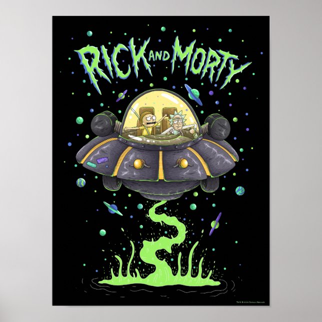 RICK OCH MORTY™ | Illustrerad rymdfärgsgrafik Poster (Framsidan)