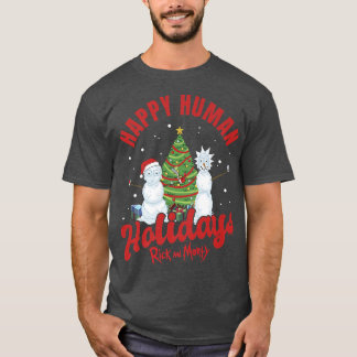 Rick och Morty jul Lycklig Human Helgdagars Cele T Shirt