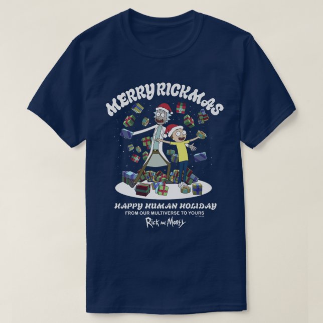 Rick och Morty jul Merry Rickmas Lycklig Human T Shirt (Design framsida)