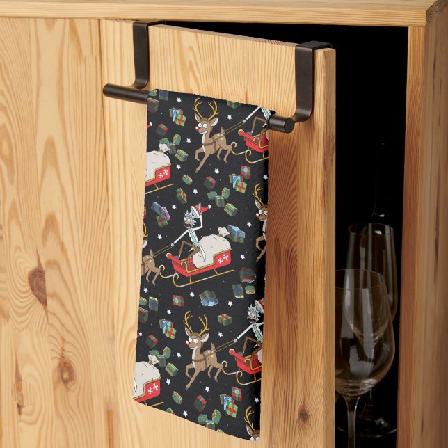 Rick och Morty | Julrener Sleigh Mönster Kökshandduk (Thirds Fold)