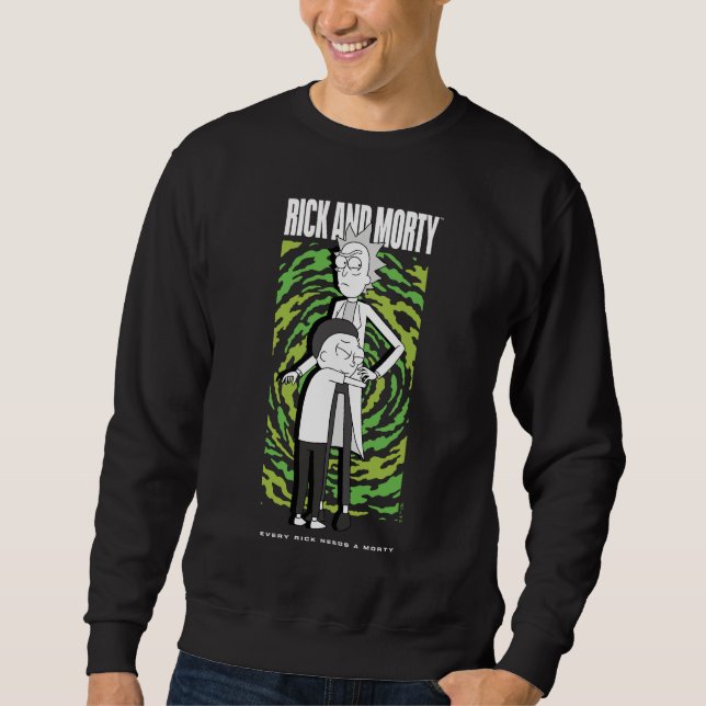 RICK OCH MORTY™ | Morty Hugger Rick Lång Ärmad Tröja (Framsida)