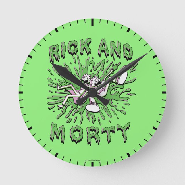 RICK OCH MORTY™| Nedbrytning i surt fett Rund Klocka (Framsida)