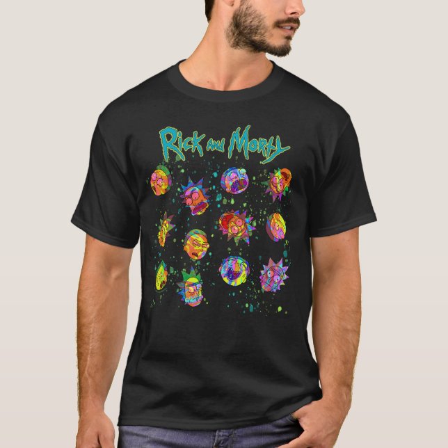 RICK OCH MORTY™ | Psychedelic Swirl Mönster T Shirt (Framsida)