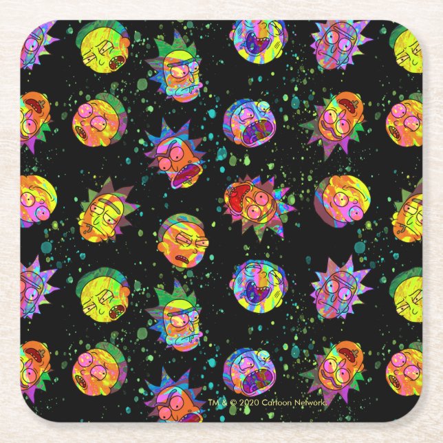 RICK OCH MORTY™ | Psychedelic Swirl Mönster Underlägg Papper Kvadrat (Framsidan)