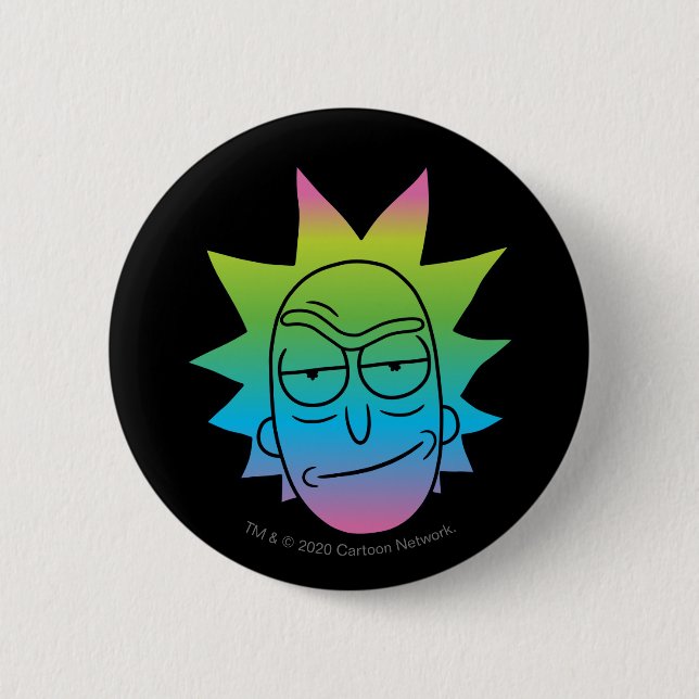 RICK OCH MORTY™| Rainbow Rick Head mönster Knapp (Framsida)