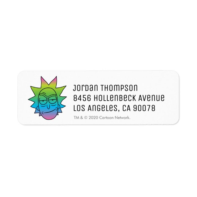 RICK OCH MORTY™| Rainbow Rick Head mönster Returadress Etikett (Framsidan)