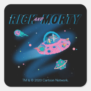 RICK OCH MORTY™ Resor genom rymden Fyrkantigt Klistermärke