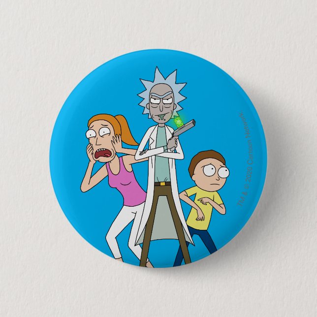 RICK OCH MORTY™| Rick, Morty och Summer Knapp (Framsida)