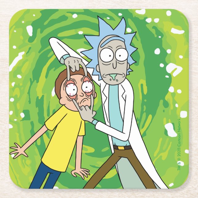 RICK OCH MORTY™| Titta på det Underlägg Papper Kvadrat (Framsidan)