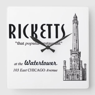 Ricketts Restaurant, Chicago, Illinois Fyrkantig Klocka