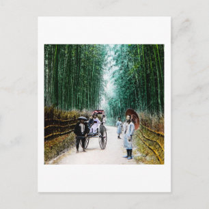 Rickshaw på väg till Kyoto Japan-Vintagen Vykort