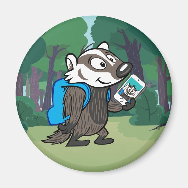 Ricky Raccoon | Boomer Badger Selfie Magnet (Framsidan)