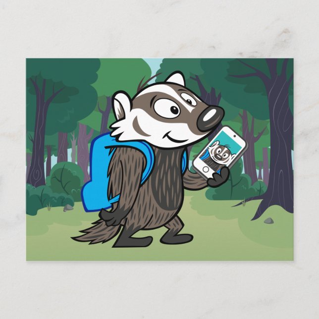Ricky Raccoon | Boomer Badger Selfie Vykort (Framsida)