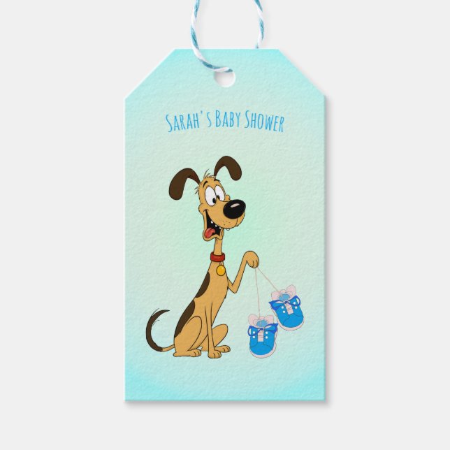 Rico den hund baby boy dusch  presentetikett (Framsidan)