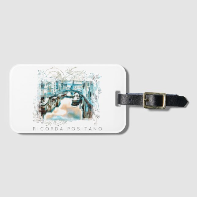 *~* Ricorda Positano Italien Italienska språket AR Bagagebricka (Framsida horisontal)
