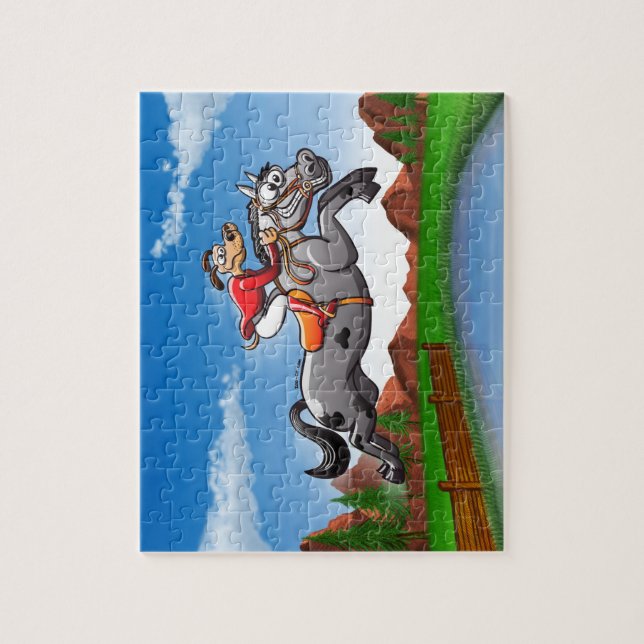 Rid- banhoppninghund pussel (Vertikal)