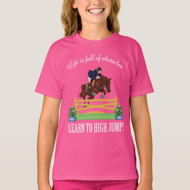 RID- ENGELSK BANHOPPNINGHÄST- OCH RYTTAREflicka T Shirt (Framsida)