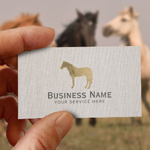 Rid- Equine elegantt linne för guld- häst Visitkort