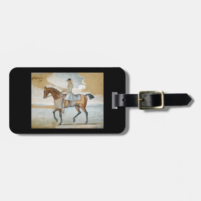 Rid- Godolphin arabisk Thoroughbredhäst Bagagebricka (Horisontell Framsida)