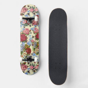 Rid med rosor, förgätmigejer och bin mini skateboard bräda 18,5 cm