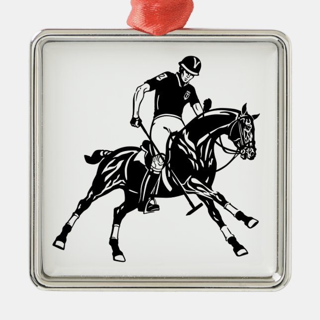 rid- polosport julgransprydnad metall (Framsidan)