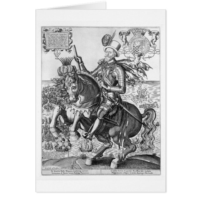 Rid- porträtt av Charles Howard (1536-1624) Hälsningskort (Framsidan)