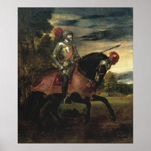 Rid- porträtt av Charles V Poster