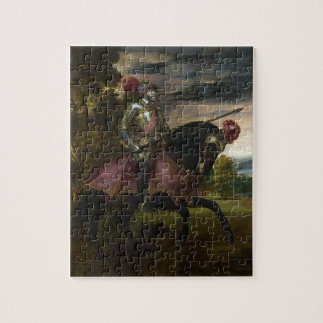 Rid- porträtt av Charles V vid Titian Pussel (Vertikal)