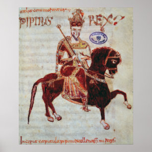 Rid- porträtt av den Pepin kungen av italien Poster
