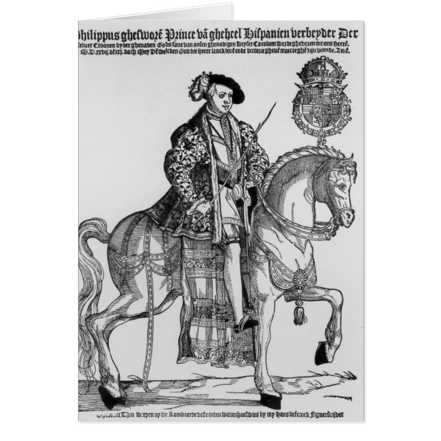 Rid- porträtt av Philip II av Spanien Hälsningskort (Framsidan)