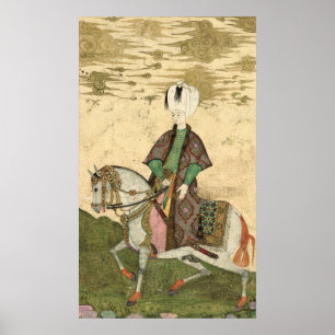 Rid- porträtt av sultanen Osman II 1618 Poster
