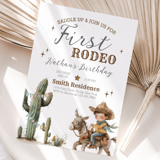 Rid Upp Första Rodeo Födelsedag Inbjudningar