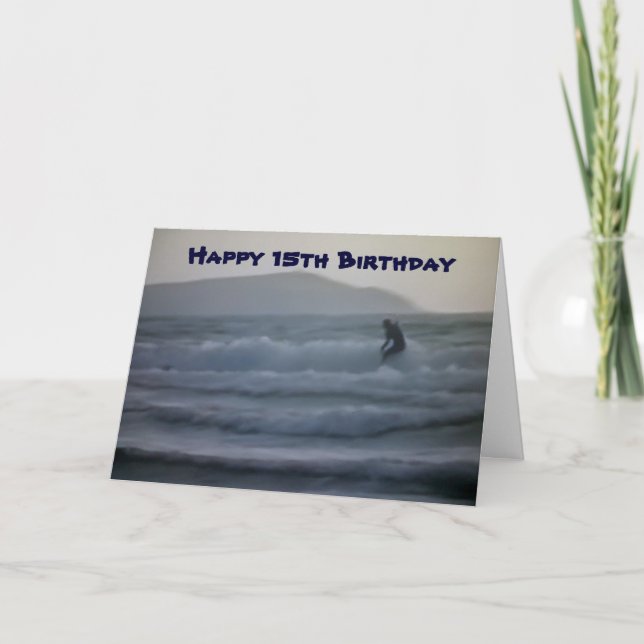 RID WAVE OCH HA ROLIGT DEN 15:e BIRTHDAY Kort (Framsida)