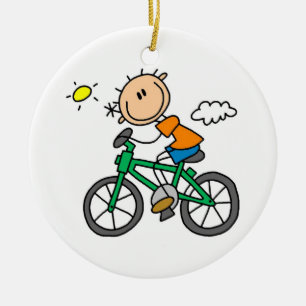 Rida cykeln - manlig julgransprydnad keramik
