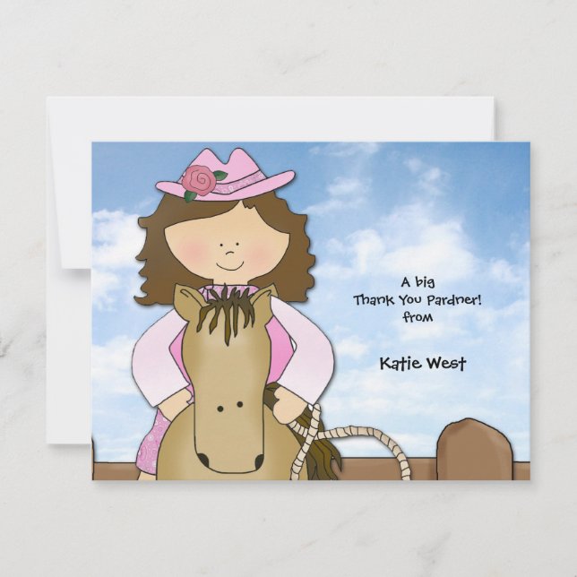 Rida dem Cowgirlpersonligtack/Notecard Tack Kort (Framsida)