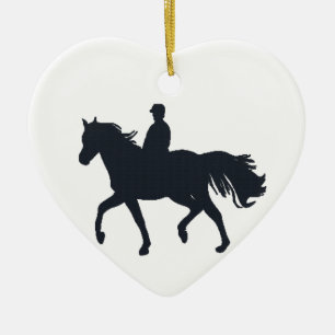 Rida flicka på häst julgransprydnad keramik