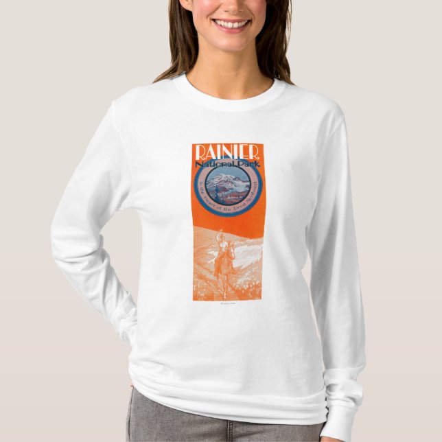 Rida Mount Rainier affisch - Tee Shirt (Framsida)