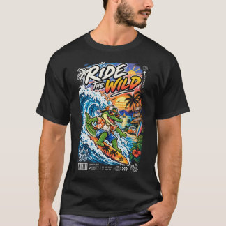 Rida på det vilda – Surfande krokodil T Shirt