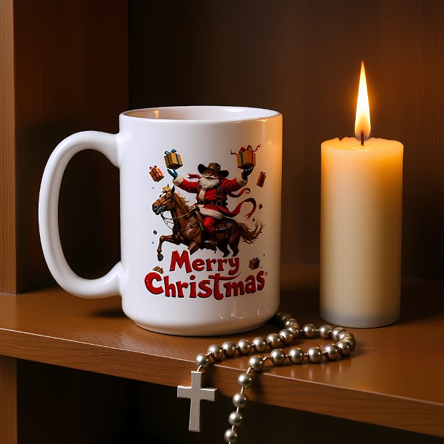 Ridande God Jul på häst Kaffemugg (Skapare uppladdad)