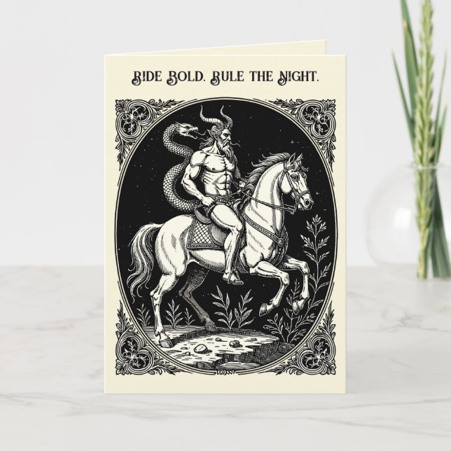 Ridande i en mörk legend på den bleka hästen kort (Framsida)
