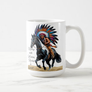 Ridande med visdom, rotad i ande” kaffemugg