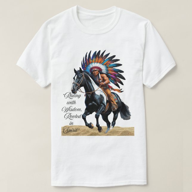Ridande med visdom, rotad i anden t shirt (Design framsida)